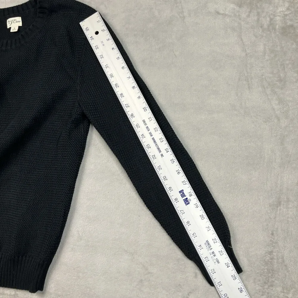 J Crew Sweater Mens S Black Premium Basket-stitch Crewneck Cotton Preppy Fall